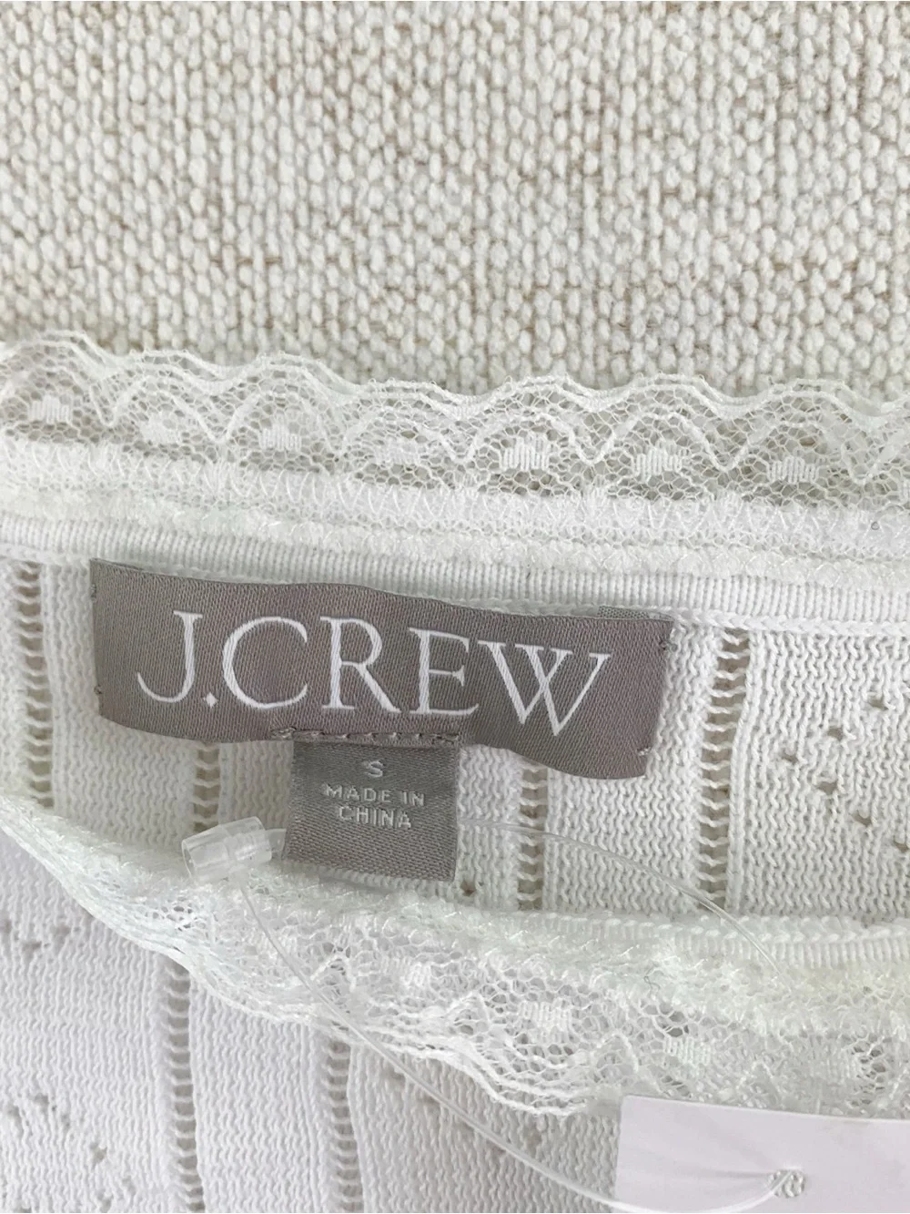 J Crew New Pointelle sweater-tank in premium ultrafine cotton lace trim white